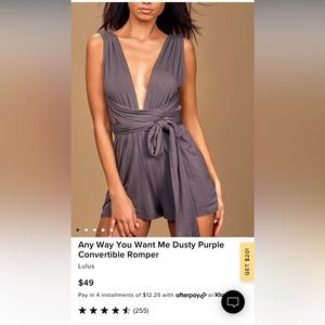 Lulu’s Any Way You Want Me Dusty Purple Wrap Romper NEVER WORN WITH TAGS Size M